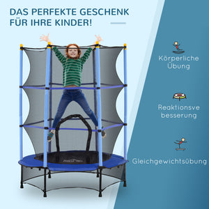Kindertrampolin Ø140cm mit Sicherheitsnetz bis 50kg Blau