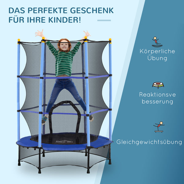 Kindertrampolin Ø140cm mit Sicherheitsnetz bis 50kg Blau