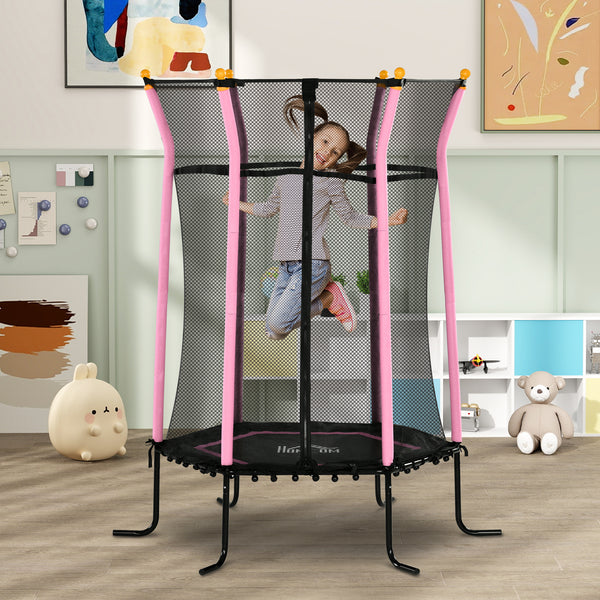 Kindertrampolin Ø163,5cm Sicherheitsnetz bis 50kg belastbar Rosa