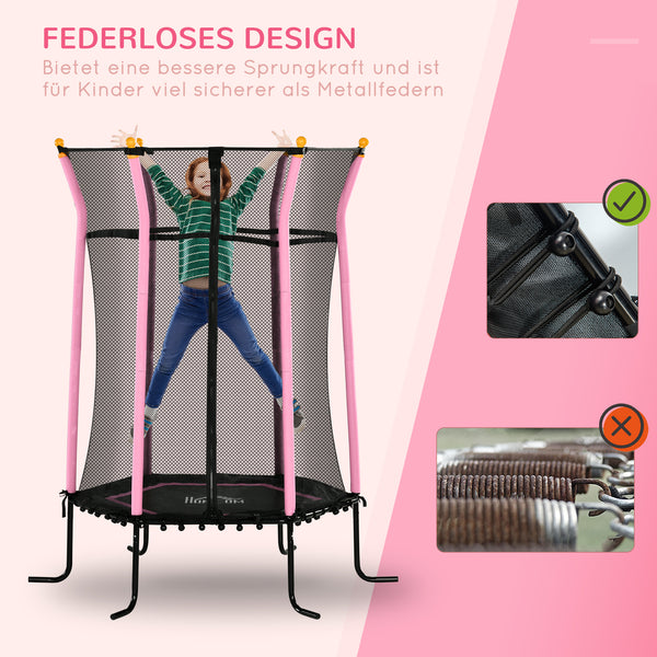 Kindertrampolin Ø163,5cm Sicherheitsnetz bis 50kg belastbar Rosa