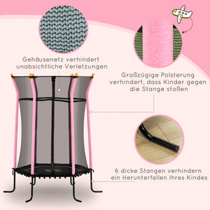 Kindertrampolin Ø163,5cm Sicherheitsnetz bis 50kg belastbar Rosa