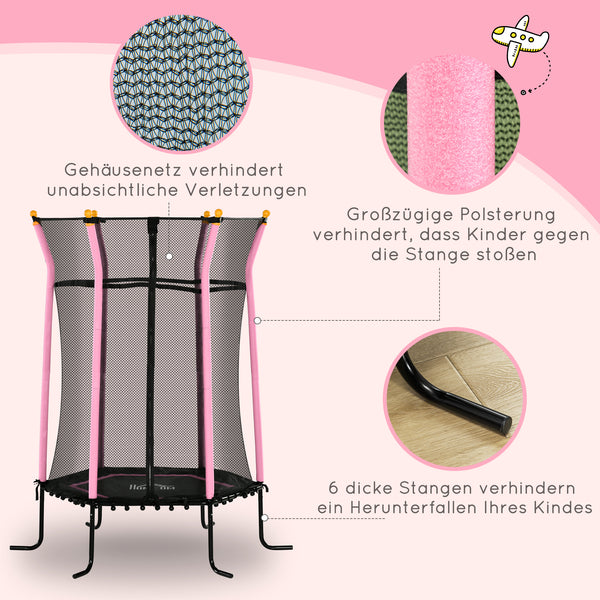Kindertrampolin Ø163,5cm Sicherheitsnetz bis 50kg belastbar Rosa