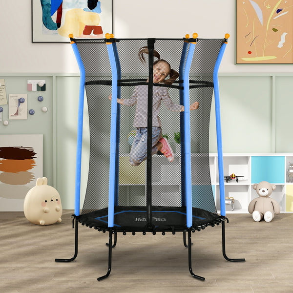 Kindertrampolin Ø163,5cm Sicherheitsnetz Kinder 3-10 Jahre Blau