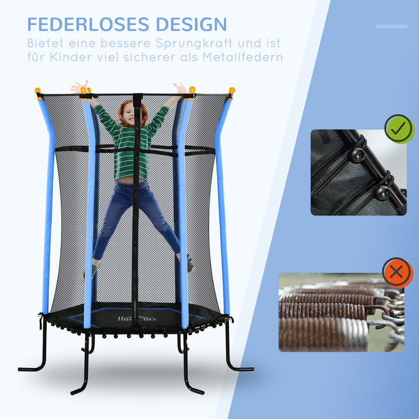 Kindertrampolin Ø163,5cm Sicherheitsnetz Kinder 3-10 Jahre Blau