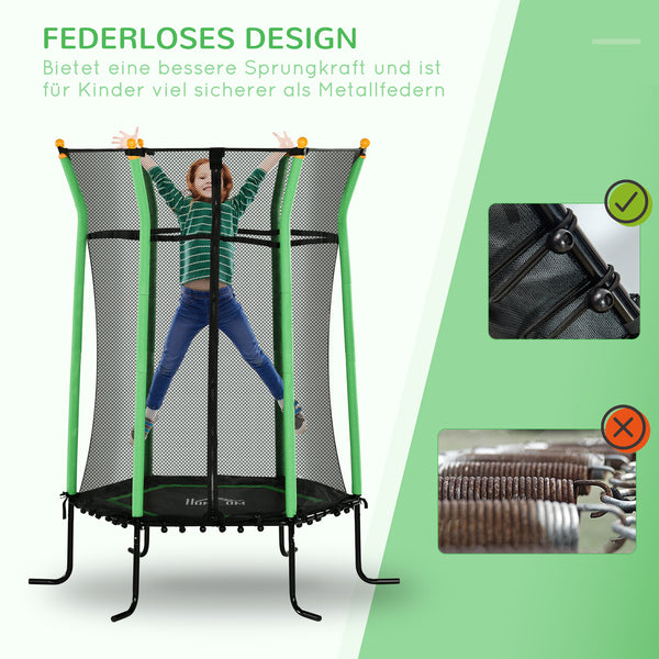 Kindertrampolin D:163,5cm Sicherheitsnetz Kinder 3-10 Jahre Grün