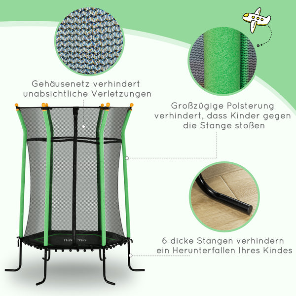 Kindertrampolin D:163,5cm Sicherheitsnetz Kinder 3-10 Jahre Grün