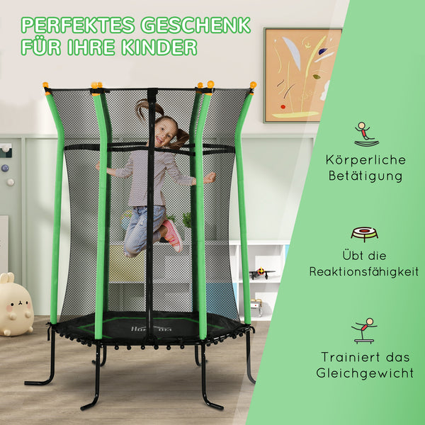 Kindertrampolin D:163,5cm Sicherheitsnetz Kinder 3-10 Jahre Grün