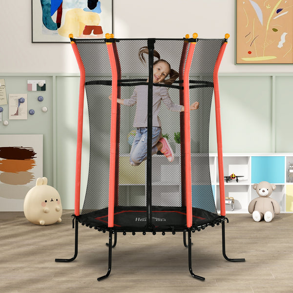 Kindertrampolin D:163,5cm Sicherheitsnetz Kinder 3-10 Jahre Rot