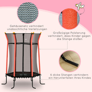 Kindertrampolin D:163,5cm Sicherheitsnetz Kinder 3-10 Jahre Rot