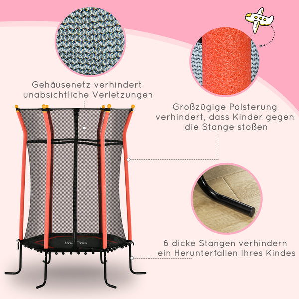 Kindertrampolin D:163,5cm Sicherheitsnetz Kinder 3-10 Jahre Rot