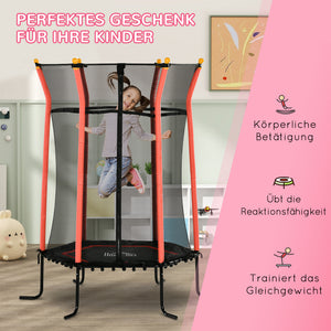 Kindertrampolin D:163,5cm Sicherheitsnetz Kinder 3-10 Jahre Rot