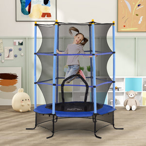 Kindertrampolin Ø163cm mit Sicherheitsnetz bis 50kg Blau