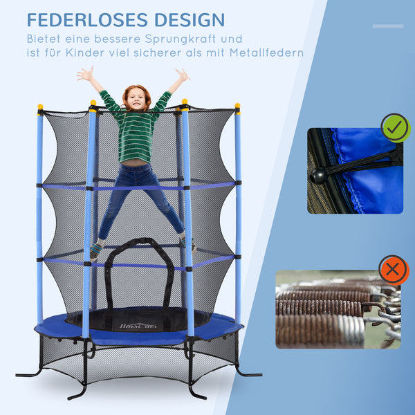 Kindertrampolin Ø163cm mit Sicherheitsnetz bis 50kg Blau