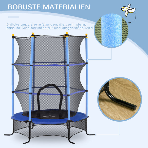 Kindertrampolin Ø163cm mit Sicherheitsnetz bis 50kg Blau