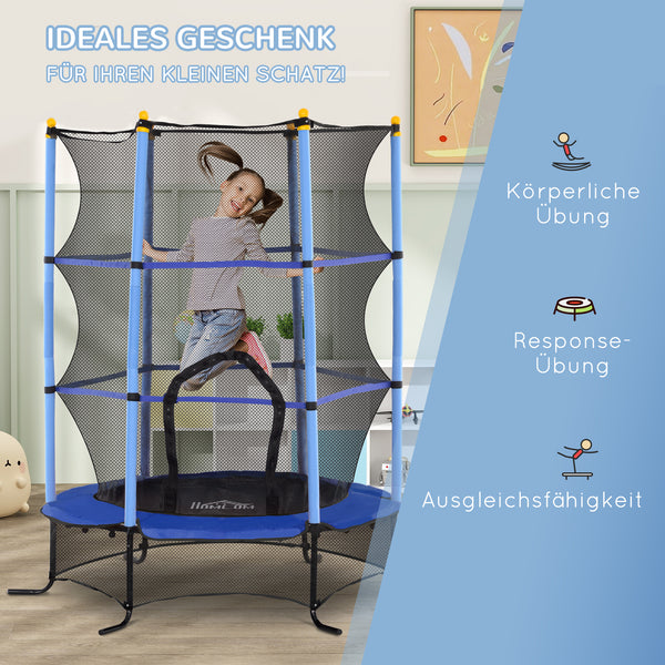 Kindertrampolin Ø163cm mit Sicherheitsnetz bis 50kg Blau