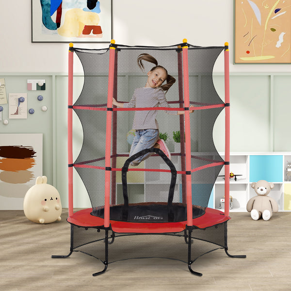 Kindertrampolin Ø163cm mit Sicherheitsnetz bis 50kg Rot