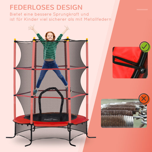 Kindertrampolin Ø163cm mit Sicherheitsnetz bis 50kg Rot