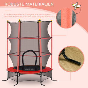 Kindertrampolin Ø163cm mit Sicherheitsnetz bis 50kg Rot