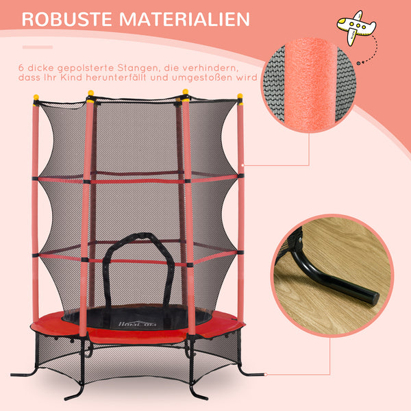 Kindertrampolin Ø163cm mit Sicherheitsnetz bis 50kg Rot