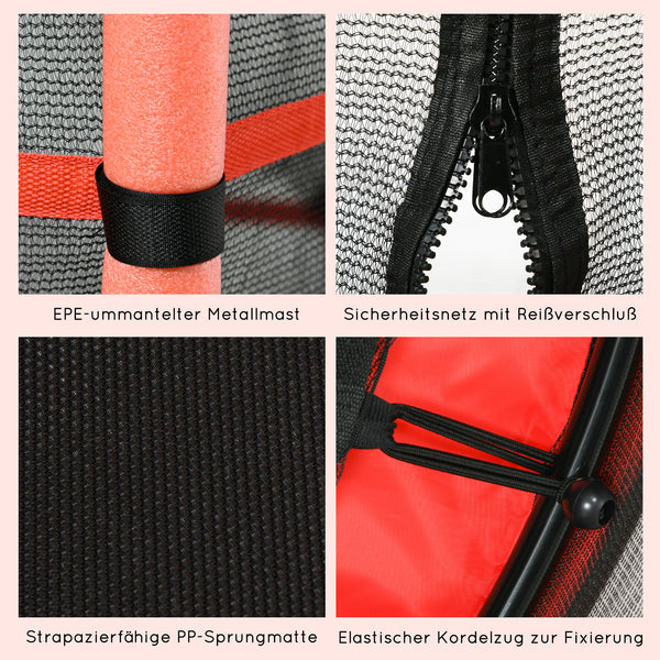Kindertrampolin Ø163cm mit Sicherheitsnetz bis 50kg Rot