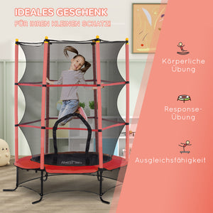 Kindertrampolin Ø163cm mit Sicherheitsnetz bis 50kg Rot