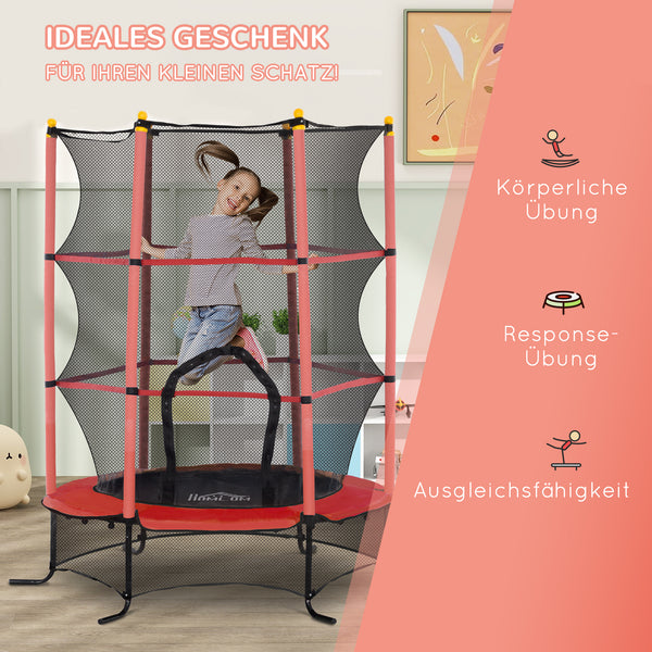 Kindertrampolin Ø163cm mit Sicherheitsnetz bis 50kg Rot