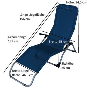 Gesundheitsliege SYLT, Stahl + Kunstgewebe blau, faltbar