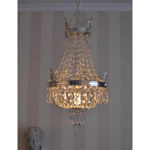 KRONLEUCHTER ANTIK LÜSTER SILBER KRISTALLLEUCHTER DECKENLÜSTER LAMPE