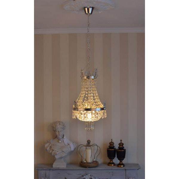 KRONLEUCHTER ANTIK LÜSTER SILBER KRISTALLLEUCHTER DECKENLÜSTER LAMPE