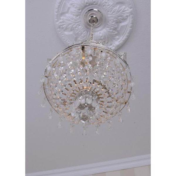 KRONLEUCHTER ANTIK LÜSTER SILBER KRISTALLLEUCHTER DECKENLÜSTER LAMPE