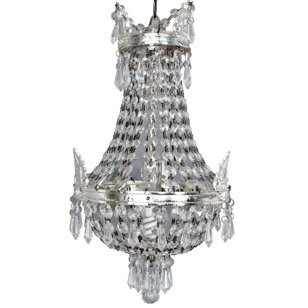 KRONLEUCHTER ANTIK LÜSTER SILBER KRISTALLLEUCHTER DECKENLÜSTER LAMPE