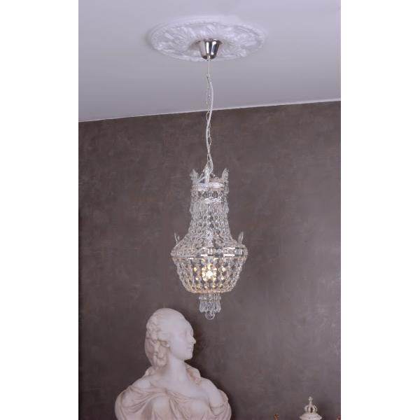 VINTAGE KORBLÜSTER DECKENLAMPE KRONLEUCHTER KRISTALL LÜSTER SHABBY
