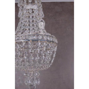 VINTAGE KORBLÜSTER DECKENLAMPE KRONLEUCHTER KRISTALL LÜSTER SHABBY