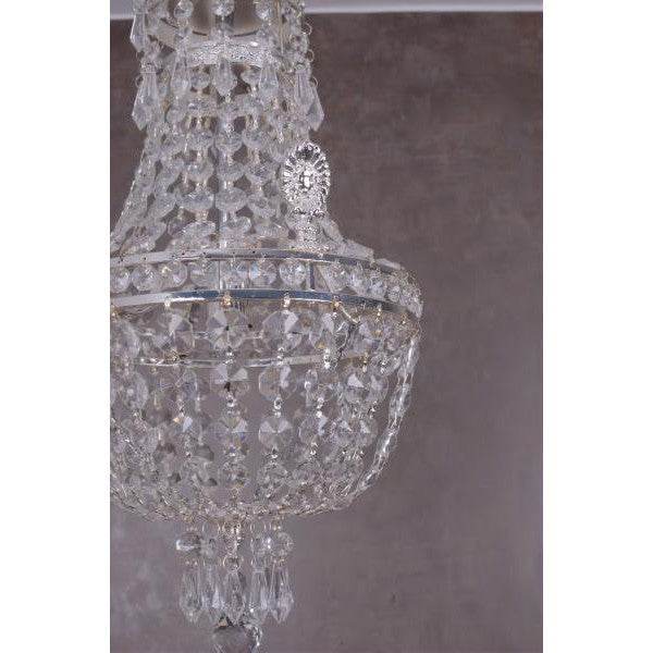 VINTAGE KORBLÜSTER DECKENLAMPE KRONLEUCHTER KRISTALL LÜSTER SHABBY