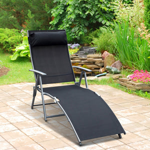 Klappbare Liegestuhl mit Kissen 137x635x1005cm Schwarz