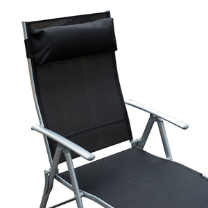 Klappbare Liegestuhl mit Kissen 137x635x1005cm Schwarz