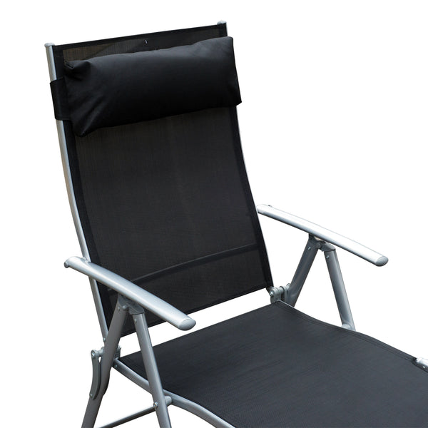Klappbare Liegestuhl mit Kissen 137x635x1005cm Schwarz