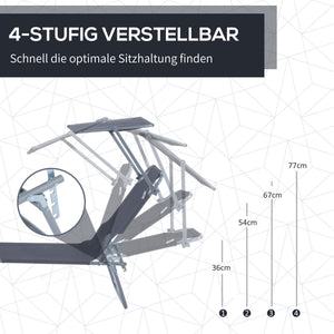 Klappbare Liegestuhl mit Sonnenschutz 187x58x36cm Grau