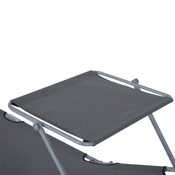Klappbare Liegestuhl mit Sonnenschutz 187x58x36cm Grau