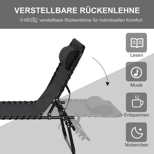 Klappbare Sonnenliege 4-stufig verstellbar Schwarz