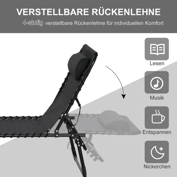 Klappbare Sonnenliege 4-stufig verstellbar Schwarz