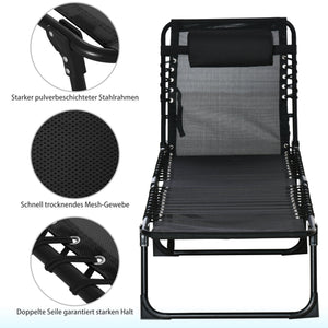 Klappbare Sonnenliege 4-stufig verstellbar Schwarz