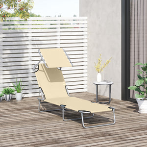 Klappbare Sonnenliege mit Sonnenschutz Beige
