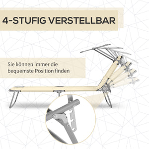 Klappbare Sonnenliege mit Sonnenschutz Beige