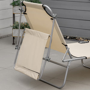 Klappbare Sonnenliege mit Sonnenschutz Beige