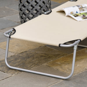Klappbare Sonnenliege mit Sonnenschutz Beige