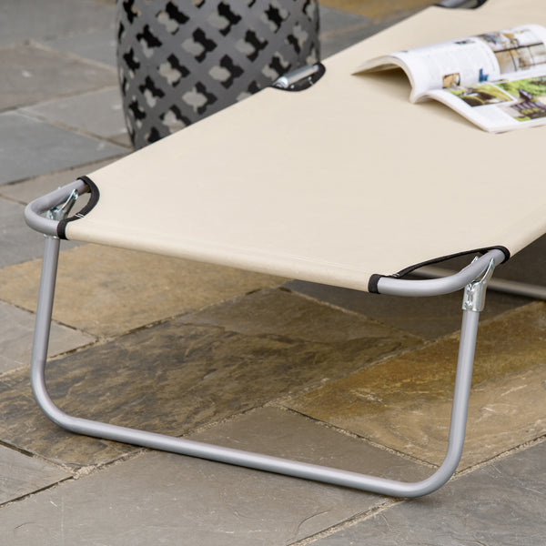 Klappbare Sonnenliege mit Sonnenschutz Beige