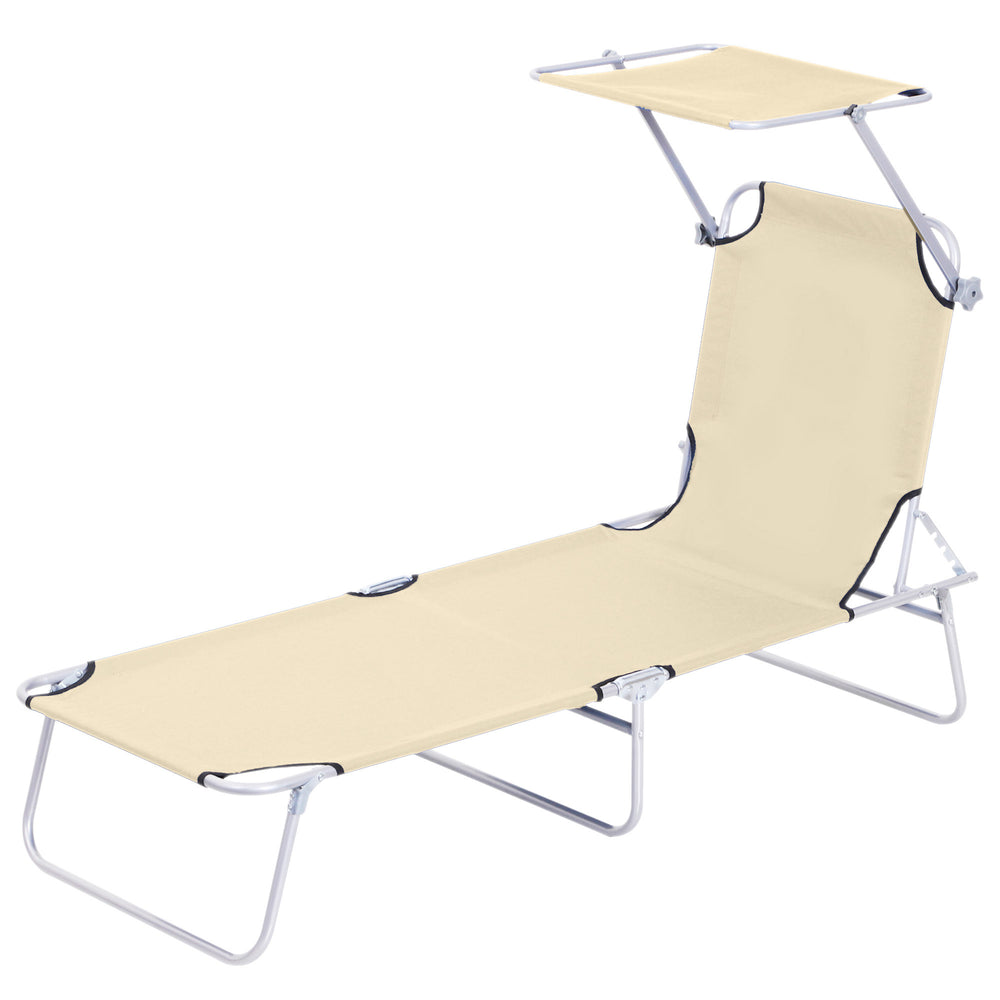 Klappbare Sonnenliege mit Sonnenschutz Beige