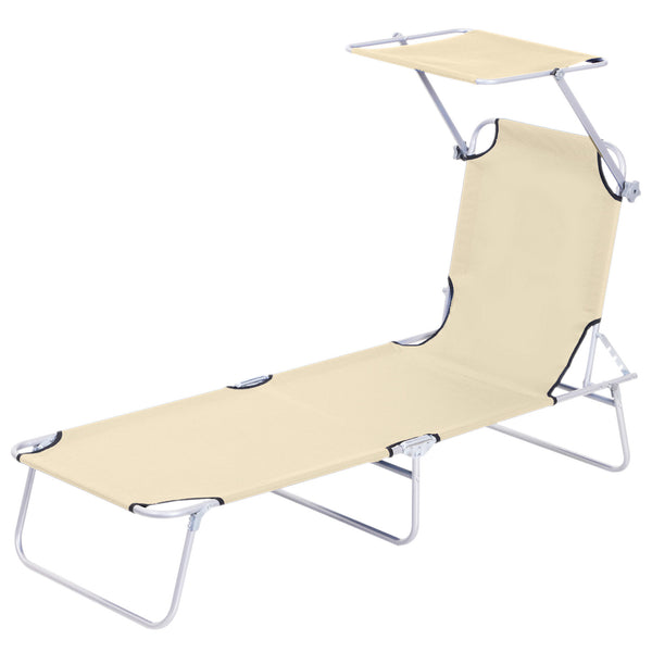 Klappbare Sonnenliege mit Sonnenschutz Beige