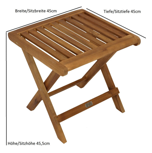 Klapphocker 45x45cm, Akazie geölt, FSC®-zertifiziert